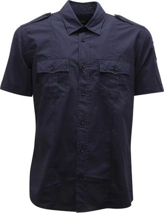 Blauer Camicia Short Sleeve Shirt E - Heren - Korte mouwen Overhemden - Blauw - L - Katoen - Overhemden