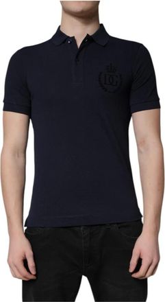 Dolce & Gabbana Geborduurd Logo Poloshirt - Heren - Polos - Blauw - XS - Katoen - Tops
