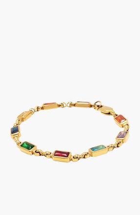 Nialaya Rectangular Tennis Bracelet in Gold With Multicolor Stones at Nordstrom, Size X-Large