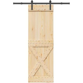 vidaXL Puerta Corredera Con Herrajes Madera Maciza De Pino 70x210 Cm Vidaxl