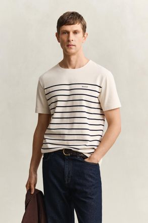 GANT Men Placed Stripe T-Shirt (XXXL) CREAMED WHITE