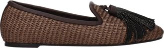 Brunello Cucinelli Brunello Cucinelli Damess Raffia mocassins bruin