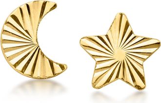 Ross-Simons Italian 10kt Yellow Gold Star and Moon Mismatched Earrings