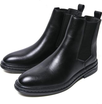 Generic Mens Slip-on Chelsea Boots Casual Dress Ankle Bootie (Black,6.5)