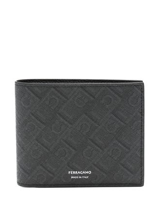Ferragamo monogram-pattern wallet - men - Polyester/Calf Leather/Cotton/Polyurethane - One Size - Black