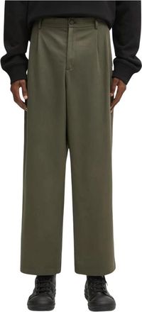 Maison Kitsun&eacute; Relaxed Pleated Pants - Heren - Wijde Broeken - Groen - XS - Katoen - Broeken