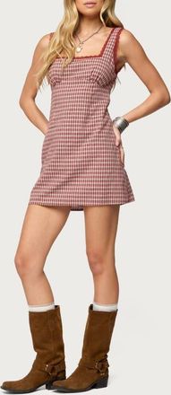 Edikted Clarren Gingham Sleeveless Minidress in Red at Nordstrom, Size X-Small