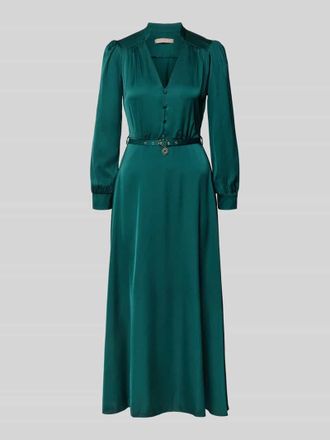 Rinascimento Rinascimento Abendkleid aus Satin mit V-Ausschnitt und G&uuml;rtel in Gruen, Gr&ouml;&szlig;e XL