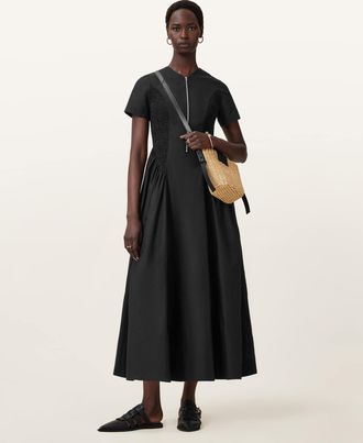 AllSaints Cotton Sheena Cotton Midi Dress, Size: UK 14/US 10