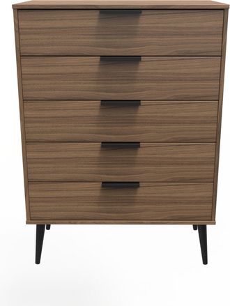 Welcome Furniture Helsinki Ready Assembled 5 Drawer Chest in Carini Walnut - Welcome Furniture | TJ Hughes