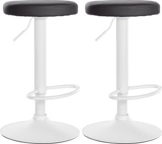 Clp Clp - Set De 2 Taburetes De Bar Ponte En Polipiel Negro Metal Blanco Mate