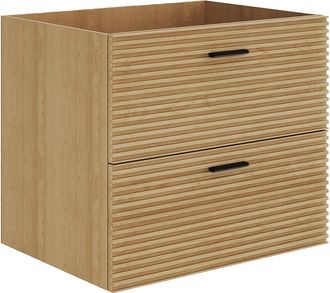 Vente-Unique Mueble bajo lavabo suspendido estriado - 2 cajones - Natural claro - 60 cm - SARONE