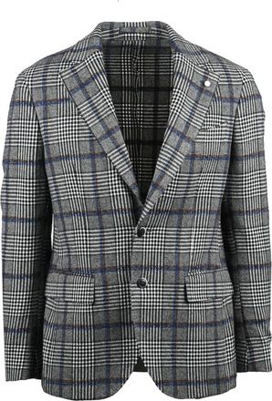 Lubiam Plaid Wool Cotton Blended Jacket with Rounded Silhouette