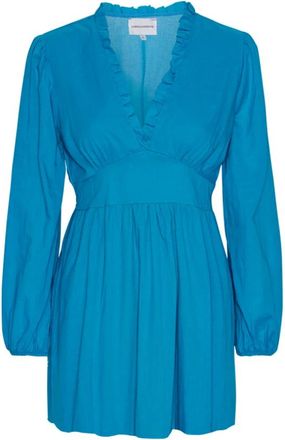 Americandreams Umi Short Solid Cotton Dress - Dames - Korte kleedjes - Blauw - M - Katoen - Kleedjes