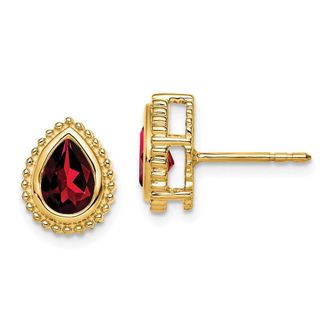 Diamond2Deal 14k Gold Pear Cut Gemstone Stud Earrings