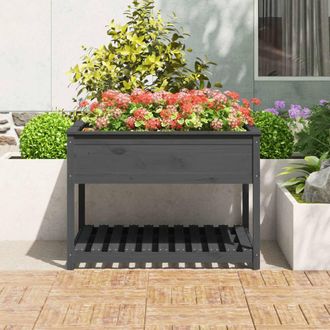 Berkfield Home Planter with Shelf Grey 111.5x111.5x81 cm Solid Wood Pine