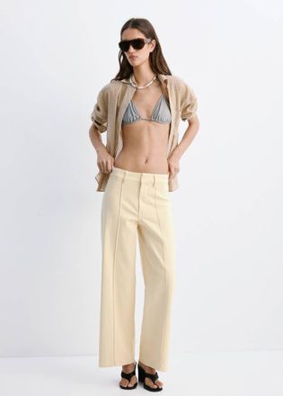 Mango Jeans wide leg vita alta cuciture vaniglia - Donna - 36 - MANGO