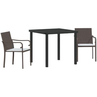 vidaXL Conjunto De Comedor De Jard&iacute;n 3 Pcs Marr&oacute;n Polirat&aacute;n Vidaxl