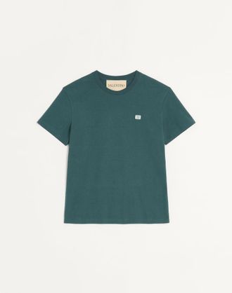 Valentino Cotton T-Shirt With VLogo Patch