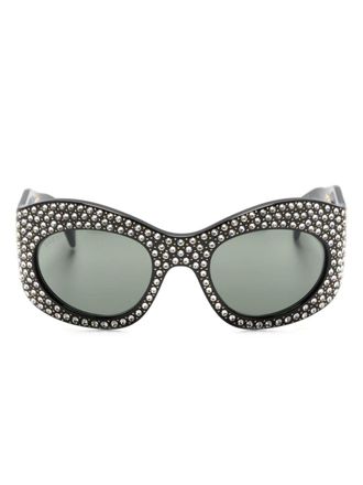 Gucci Occhiali da sole tondi con decorazione - Nero