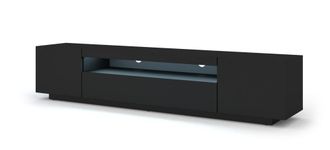 AKL FURNITURE Mueble para TV efecto madera Negro LED