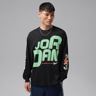 Nike Jordan Mens Jordan Flight Long-Sleeve Graphic T-Shirt in Black | IU1842-010