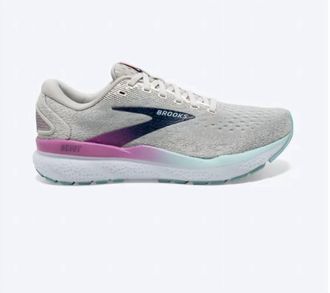 Brooks Womens Ghost 16 Running Shoes In White Grey Estate Blue