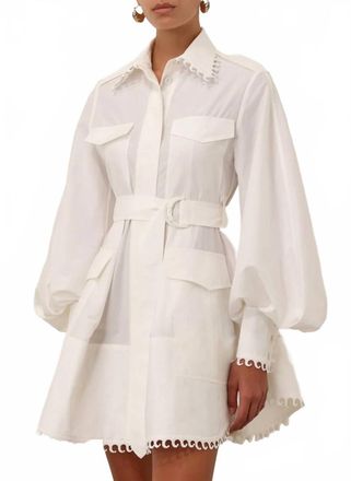 Zimmermann Illuminate Utility Mini Dress In White