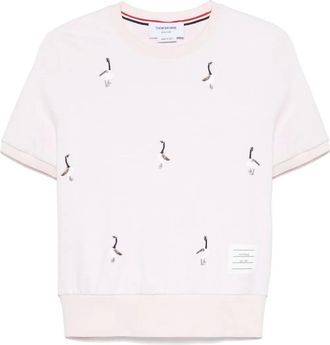 Thom Browne T-shirt con ricamo - Rosa