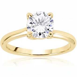 Pompeii3 1 ct Round Diamond Solitaire Engagement Ring 14k Yellow Gold