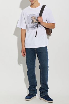 Etro T-shirt With Colorful Print, Mens, White