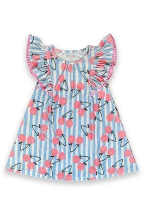Miki Miette Ruffle Dress in Blue Stripe at Nordstrom, Size 12-18M
