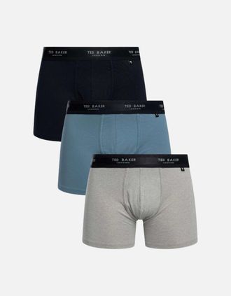 Ted Baker Mens 3-Pack Coloured Boxer Briefs, Navy/Grey/Blue - Size: 32/30/31