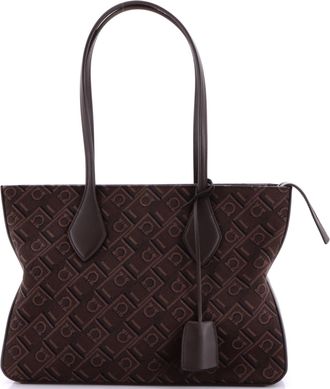 Ferragamo Fold Side Star Tote Gancini Jacquard Medium