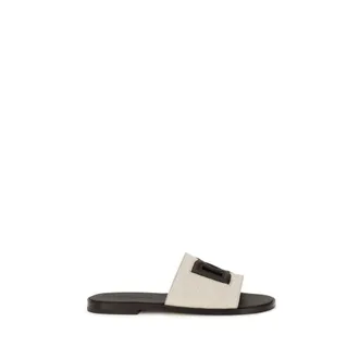 Dolce & Gabbana Beige Calf Leather Bos Taurus Flat Mens Sandals