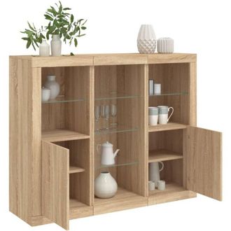 vidaXL Vidaxl - Credenze con Luci led 3 pz Rovere Sonoma in Legno Multistrato