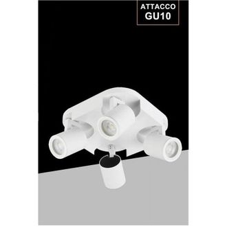 Trade Shop Trade Shop - Plafoniera 4 Diffusori Orientabile Soffitto Parete Lampada Gu10 Bianco Nero Th8805 - Blanco