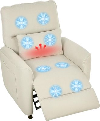 OEM Sill&oacute;n Relax Reclinable El&eacute;ctrico Con Calor Lumbar Masaje Vibraci&oacute;n Motor Silencioso Funci&oacute;n De Memoria Crema