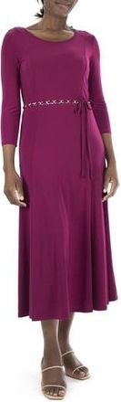 Nina Leonard Waist Belt Midi Dress in Mulberry at Nordstrom Rack, Size X-Large