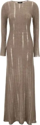 Fabiana Filippi Lange gebreide jurk - Dames - Kleedjes - Bruin - XS - Wol - Kleedjes