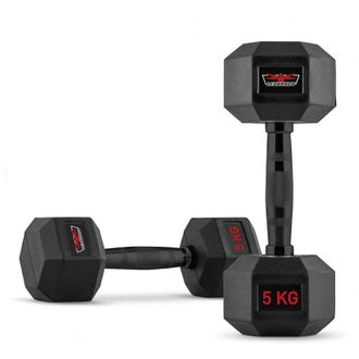 Leonardo Juego De 2 Mancuernas Hexagonales Cross Training De Caucho Y Acero 5 Kg Goemon