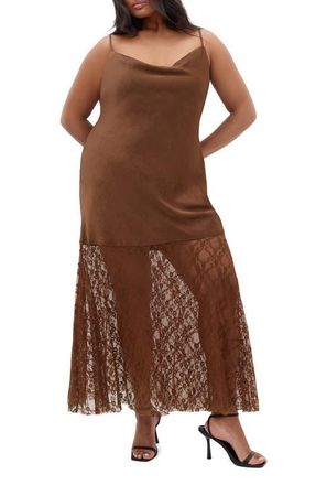 City Chic Lilly Lace Sleeveless Maxi Dress in Toffee at Nordstrom, Size Xxxs