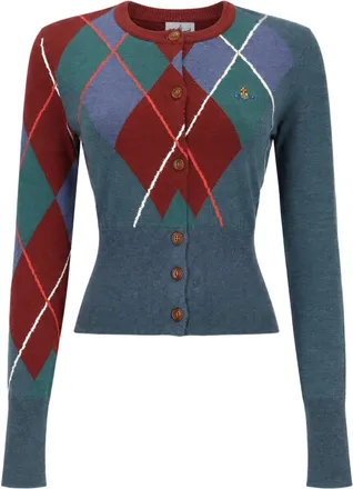 Vivienne Westwood Argyle Pattern Fitted Sweater With Button-Down Front
