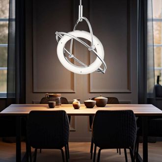 ETC Shop Etc-shop - Lampada a sospensione moderna a 24 watt a led in acrilico con anello a pendolo cromata
