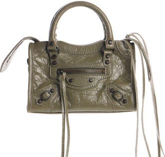 Balenciaga Small Le City Leather Satchel in 3258 Army Green at Nordstrom