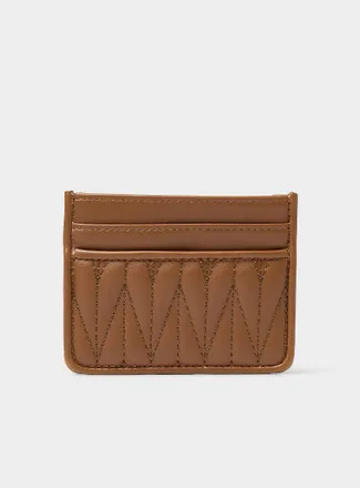 Simons Womens Tone-on-tone embroidery faux-leather card holder