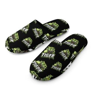 Generic Tiger Logo Mens Cozy Memory Foam Slippers Warm Cotton House Shoes Comfy Slipper for Indoor Outdoor