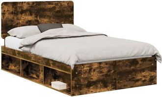 vidaXL Estructura De Cama Con Cabecera Roble Ahumado 120 X 200 Cm Vidaxl