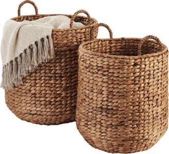 Best Choice Products 2-Piece Round Nesting Baskets W/Handles, Handwoven Water Hyacinth, Storage Organizer