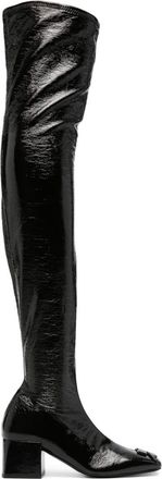 Courr&egrave;ges 60mm logo-plaque leather boots - women - Other fibres - 37 - Black